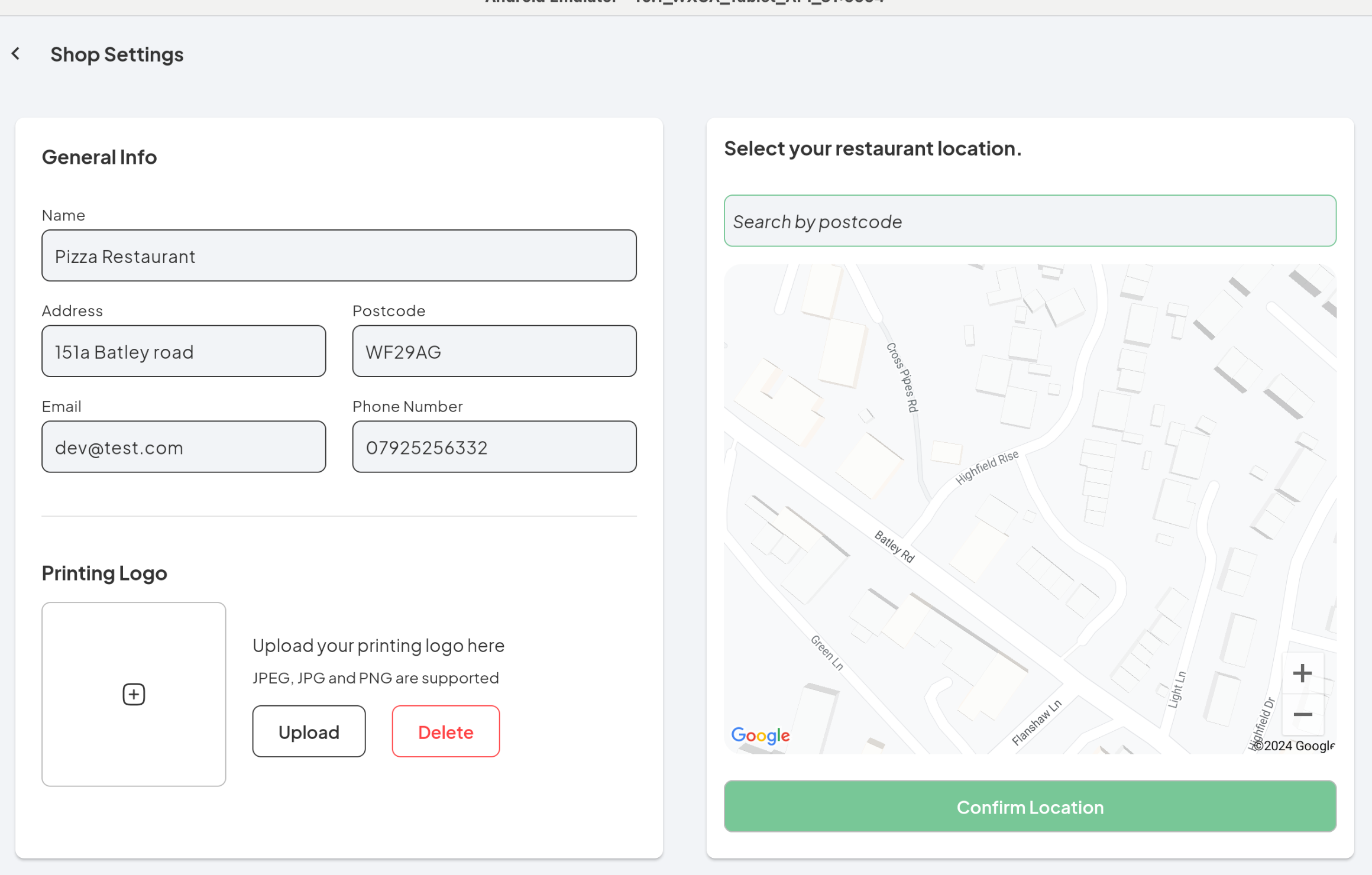 pos restaurant setting