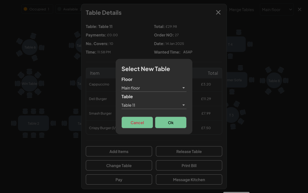 Move Table | ACE POS