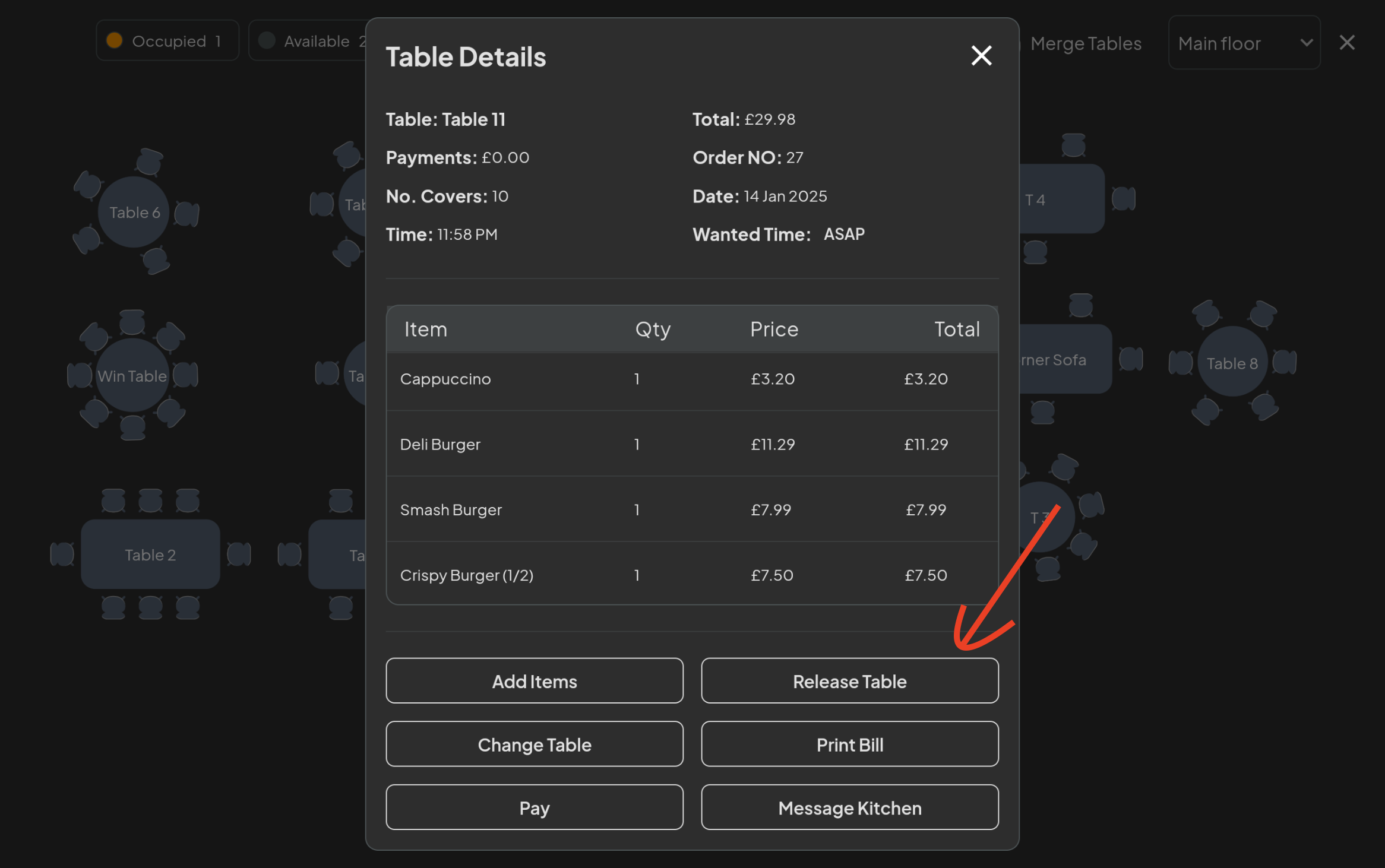 pos software release a table