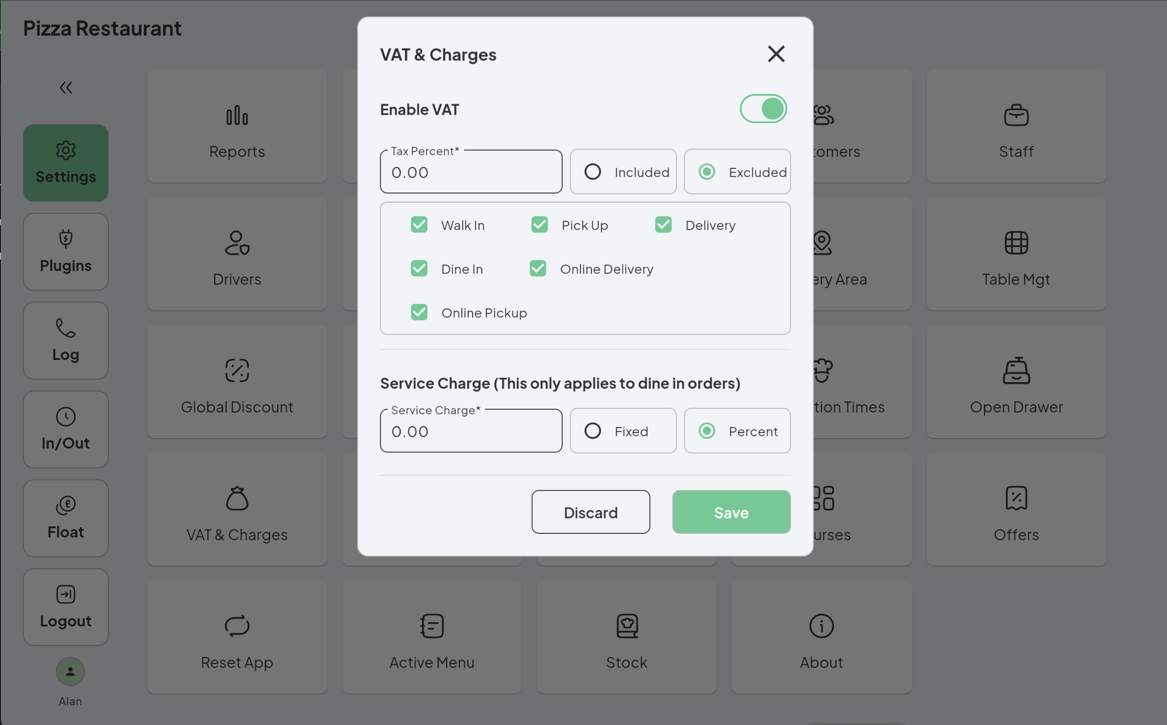 ACE POS VAT Setting