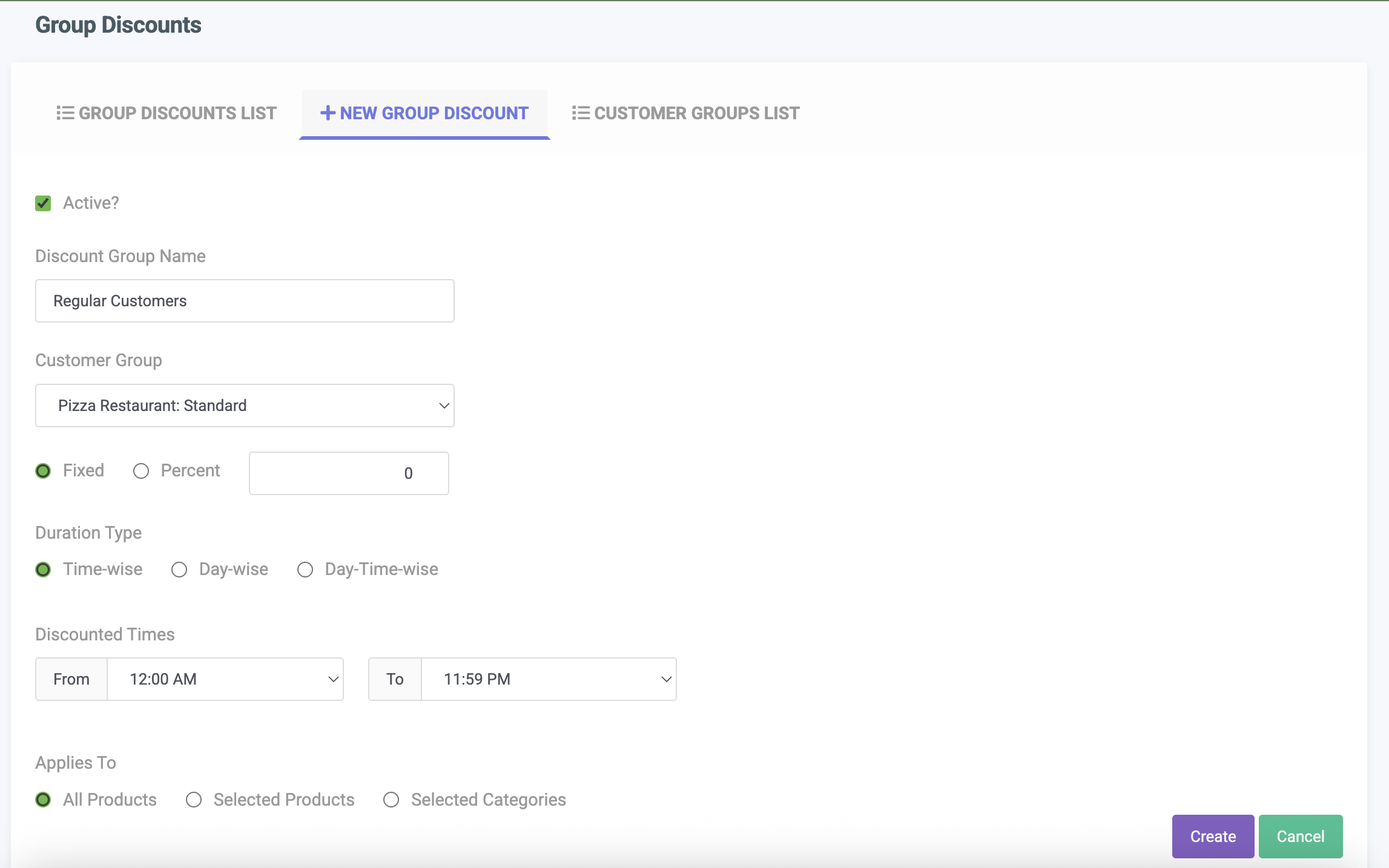 POS Customer Group Discount